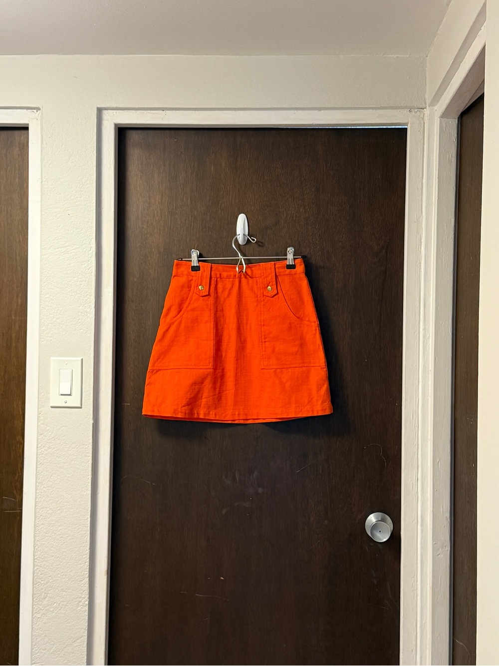 Topshop Orange Utility Mini Skirt US 2 100% Cotton Like New